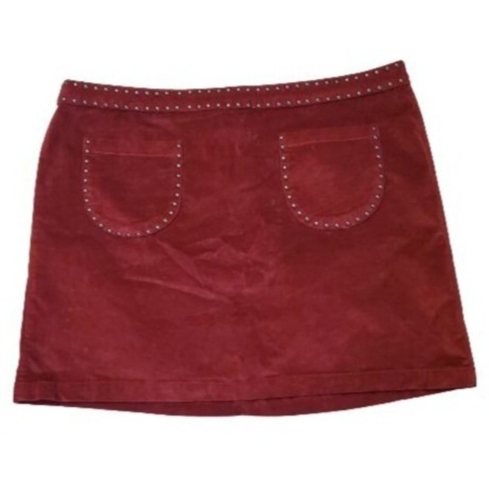 Mossimo Supply Co. Faux Suede Studded Mini Skirt Burgundy Women's Plus Size 18 - Picture 2 of 9